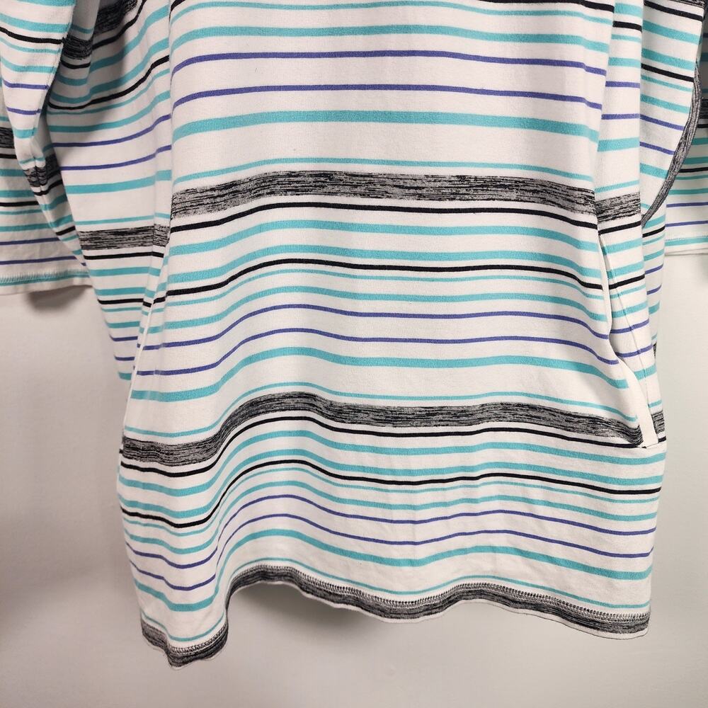 T By Talbots Womens Top Preppy Stripe Laceup Pullover 3/4 Sleeve Relax Pocket 2X - Picture 6 of 12